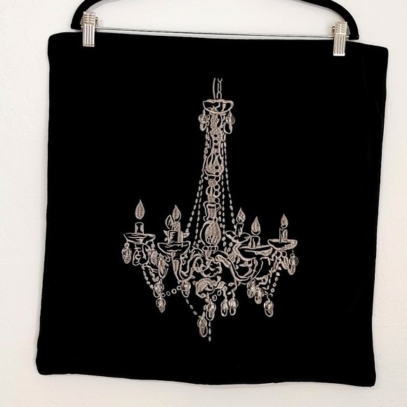 Z Gallerie Other - Z Gallerie Black Velvet Embroidered Pillow Cover 20" Square